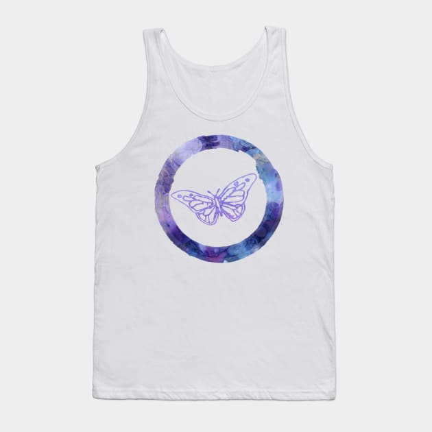 Purple Blue Butterfly Emoji Tank Top by gillys